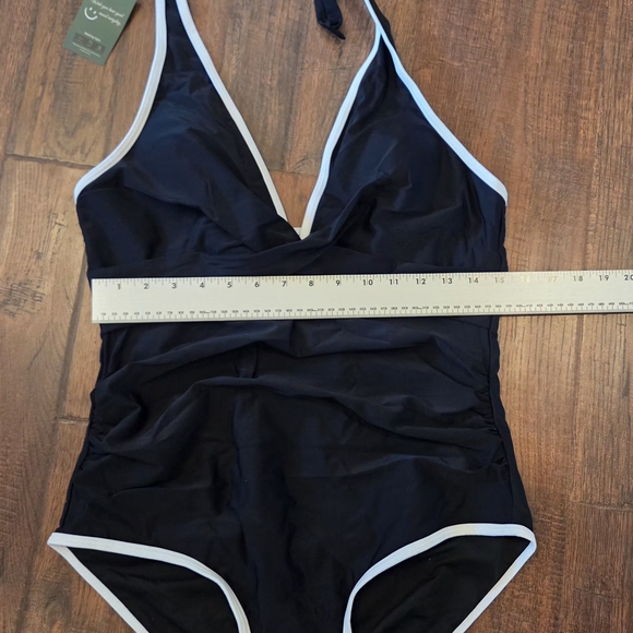 Swimall One Piece Swimsuit Black with White Trim Womens XL - Picture 6 of 13